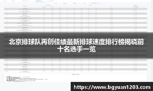 北京排球队再创佳绩最新排球速度排行榜揭晓前十名选手一览
